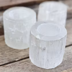 Vit Selenit, stor ljuslykta 10 cm