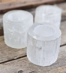 Vit Selenit, stor ljuslykta 10 cm