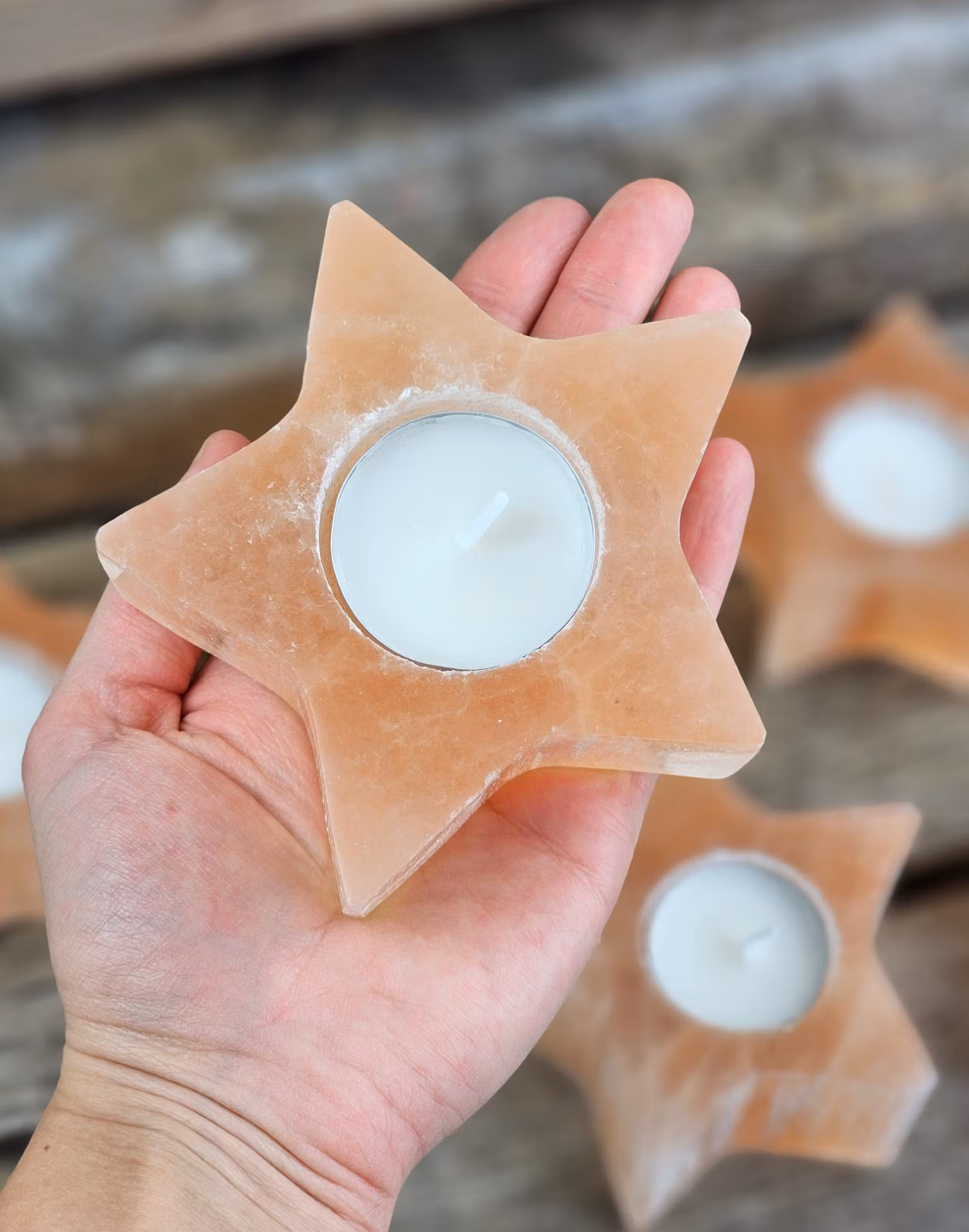 Orange Selenit, ljuslykta stjärna