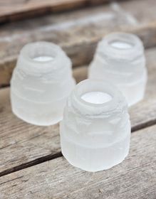 Vit Selenit, ljuslykta torn 8 cm