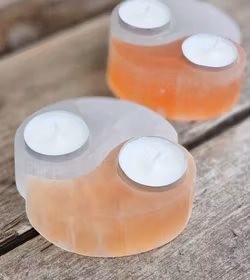 Vit & Orange Selenit, ljuslykta Yin Yang