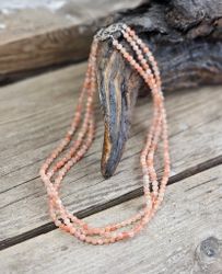 Solsten, halsband 4mm facetterade pärlor 925s.