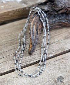 Rutilkvarts, halsband 4mm facetterade pärlor 925s.