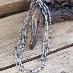 Rutilkvarts, halsband 4mm facetterade pärlor 925s.