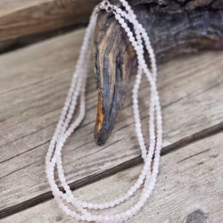 Rosenkvarts, halsband 4mm facetterade pärlor 925s.