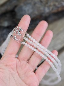 Rosenkvarts, halsband 4mm facetterade pärlor 925s.