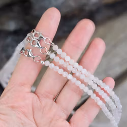 Rosenkvarts, halsband 4mm facetterade pärlor 925s.