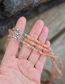 Solsten, halsband 4mm facetterade pärlor 925s.