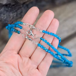 Apatit, halsband 4mm facetterade pärlor 925s.