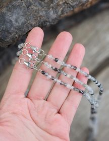 Rutilkvarts, halsband 4mm facetterade pärlor 925s.