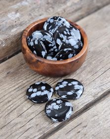 Snöflingeobsidian platta, touchstone