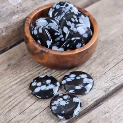 Snöflingeobsidian platta, touchstone