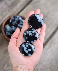 Snöflingeobsidian platta, touchstone