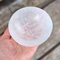 Vit Selenit, rund skål 10 cm