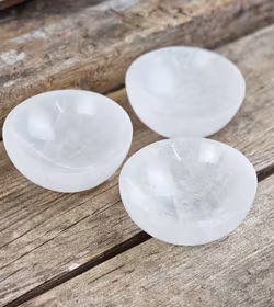 Vit Selenit, rund skål 10 cm
