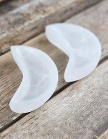 Vit Selenit, extra stor måne skål 15 cm