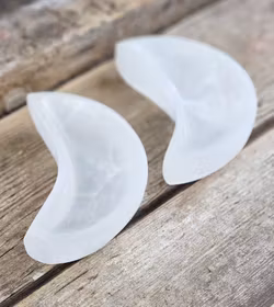 Vit Selenit, extra stor måne skål 15 cm