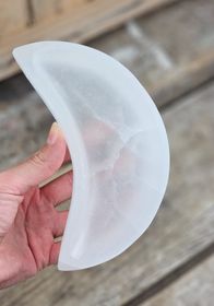 Vit Selenit, extra stor måne skål 15 cm
