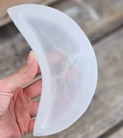 Vit Selenit, extra stor måne skål 15 cm