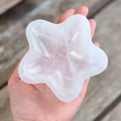 Vit Selenit, blomma skål 10 cm