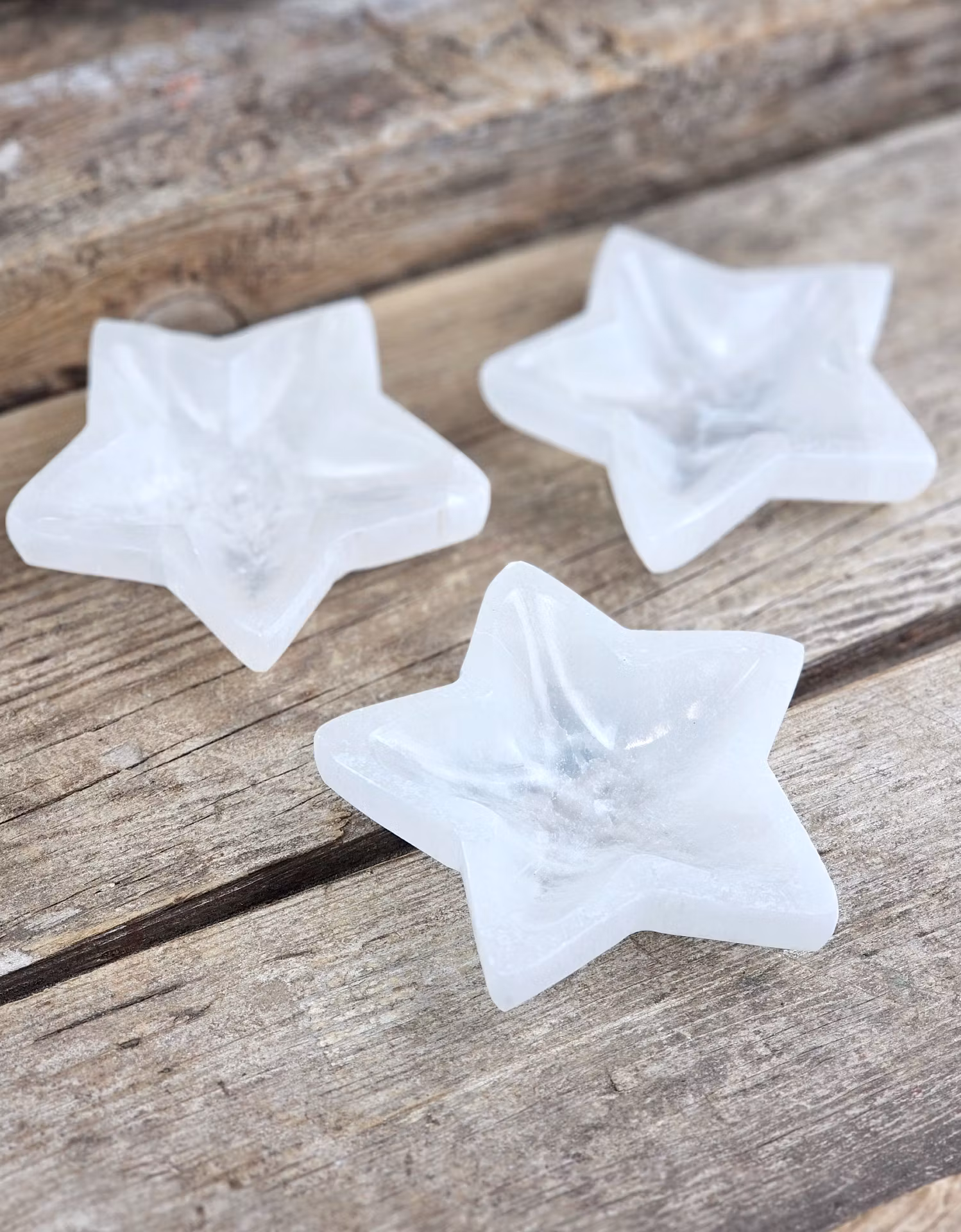 Vit Selenit, stjärna skål 10 cm