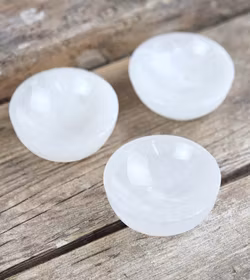 Vit Selenit, liten rund skål 8 cm