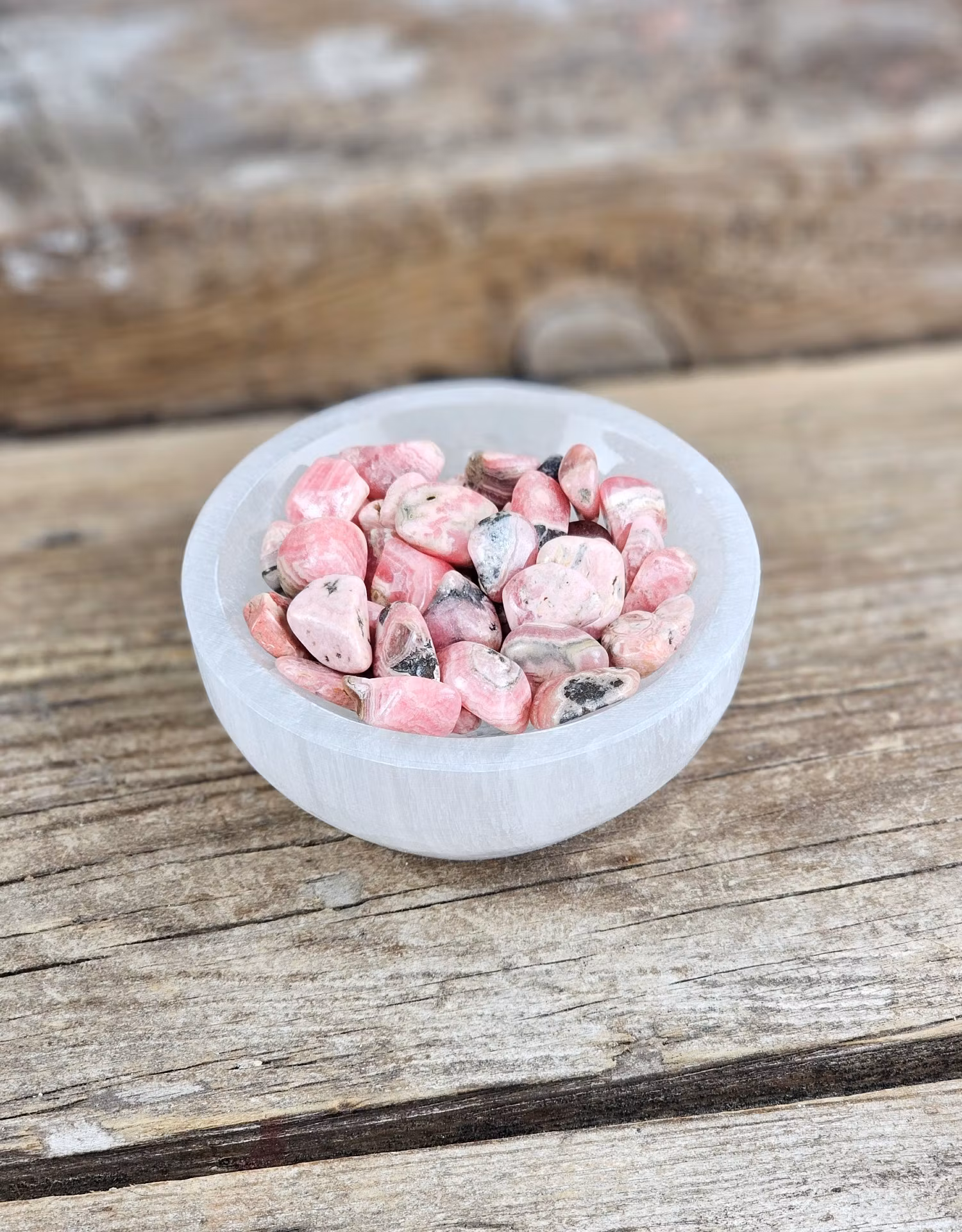 Vit Selenit, liten rund skål 8 cm