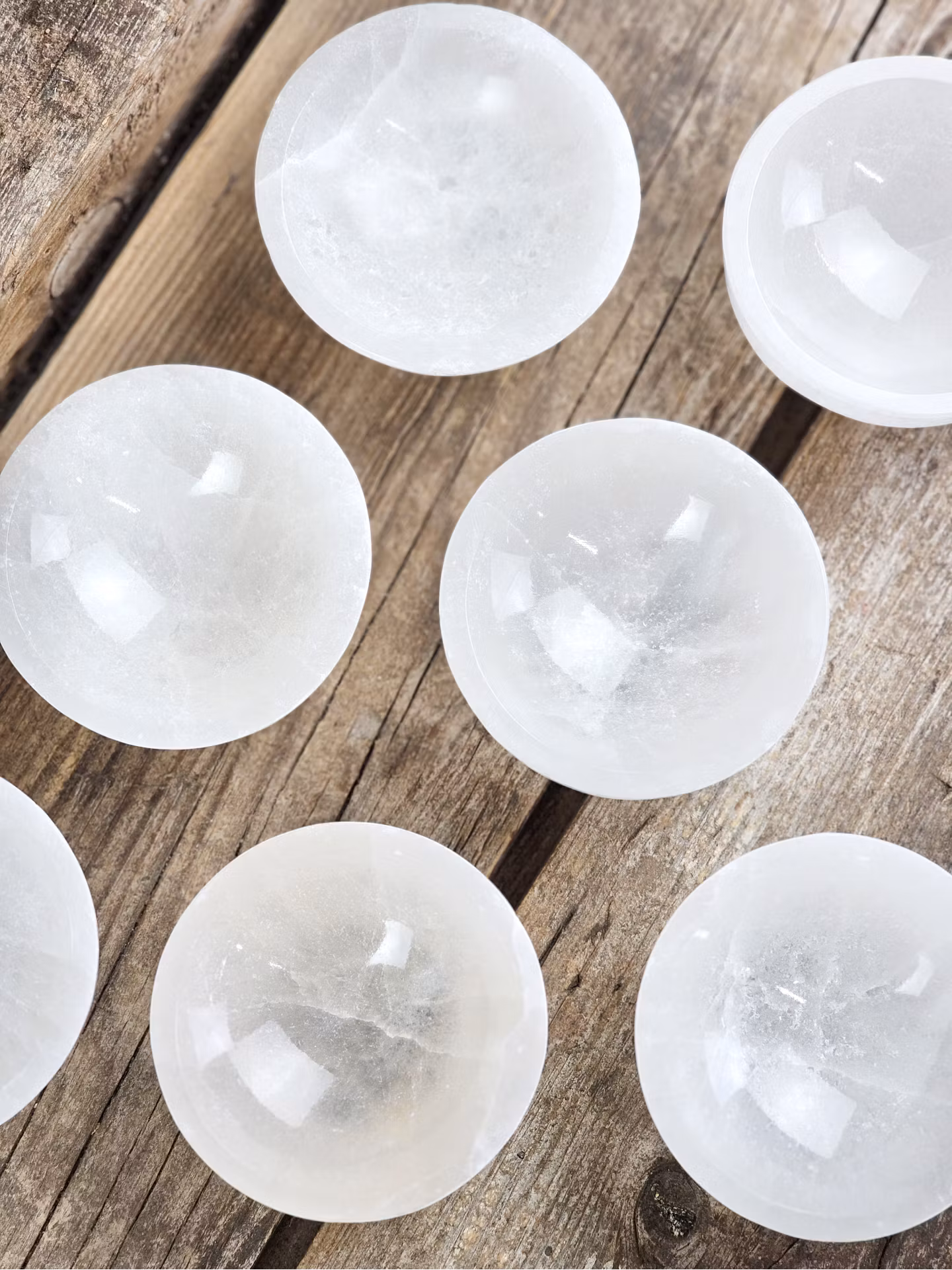 Vit Selenit, liten rund skål 8 cm