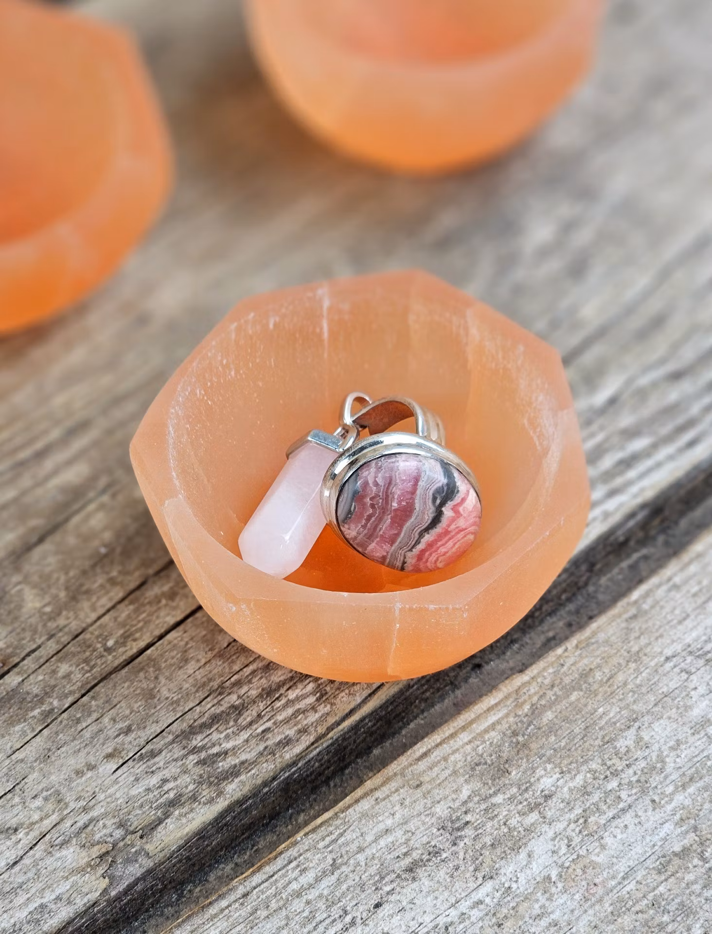 Orange Selenit, liten oktagon skål