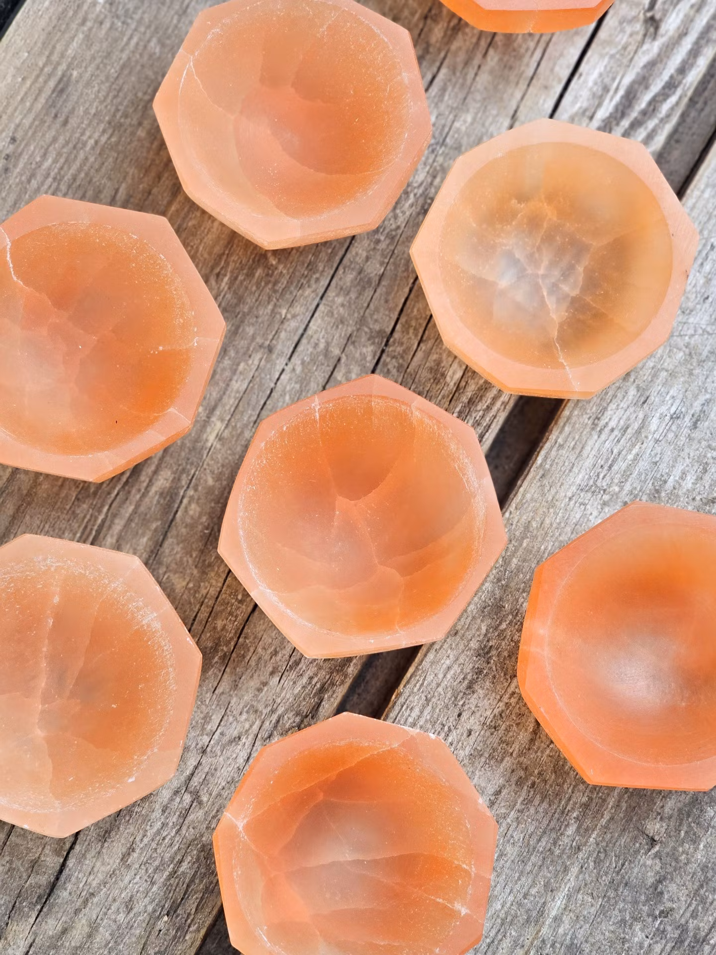 Orange Selenit, liten oktagon skål