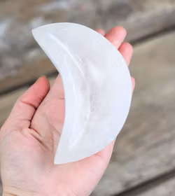 Vit Selenit, måne skål 10 cm