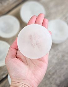 Vit Selenit, mini/liten rund matt skål 7 cm