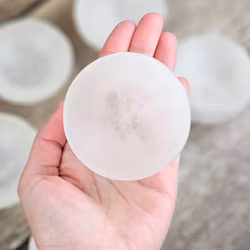 Vit Selenit, mini/liten rund matt skål 7 cm