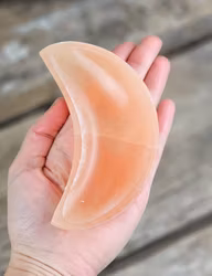 Orange Selenit, måne skål 12 cm