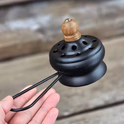 Rökelsebrännare, svart med lock & handtag