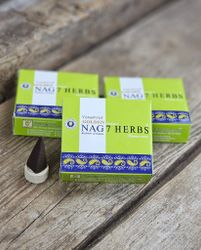 Vijayshree - Golden Nag 7 Herbs, rökelsekoner