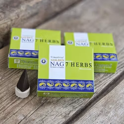 Vijayshree - Golden Nag 7 Herbs, rökelsekoner