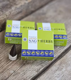 Vijayshree - Golden Nag 7 Herbs, rökelsekoner