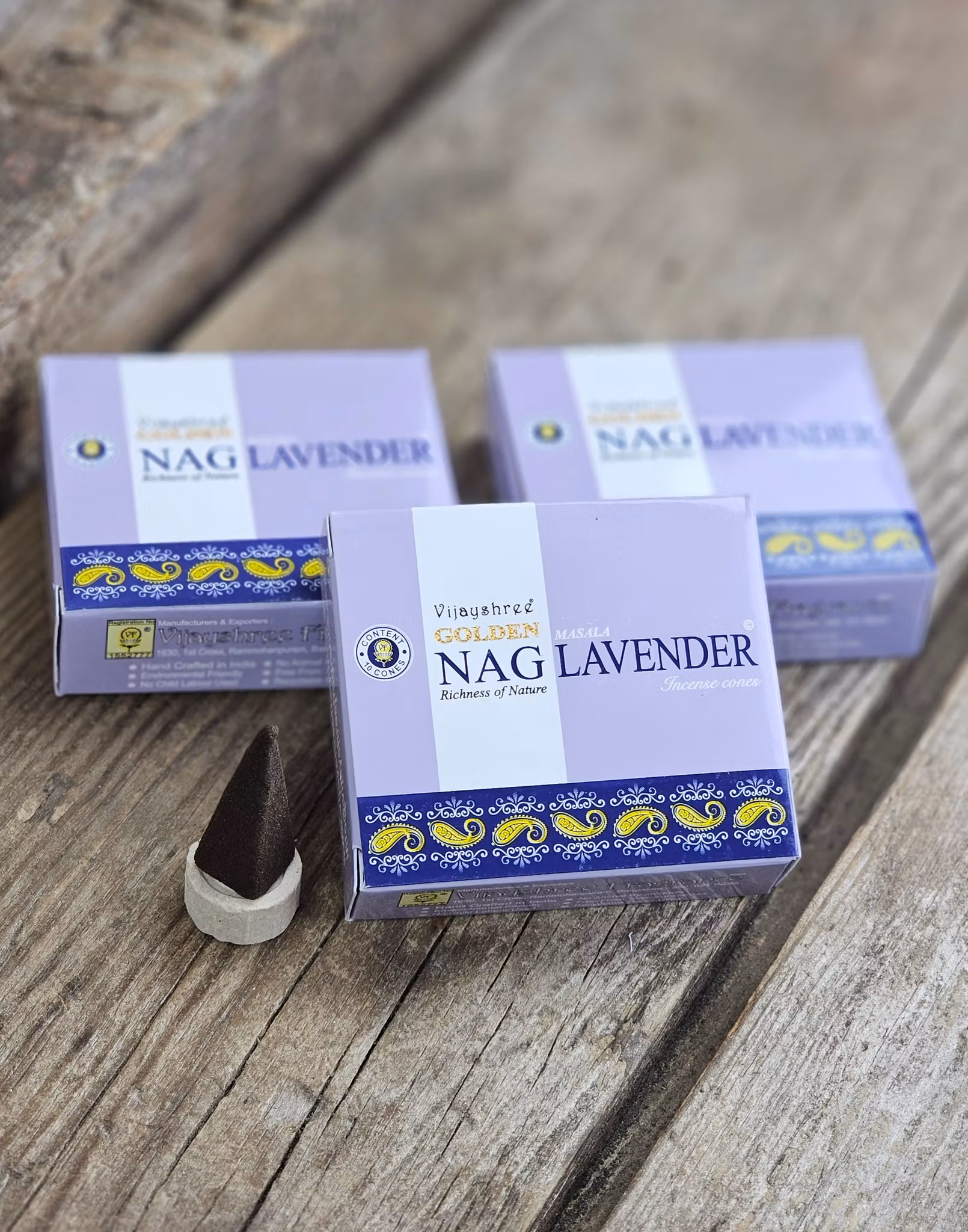 Vijayshree - Golden Nag Lavender, rökelsekoner