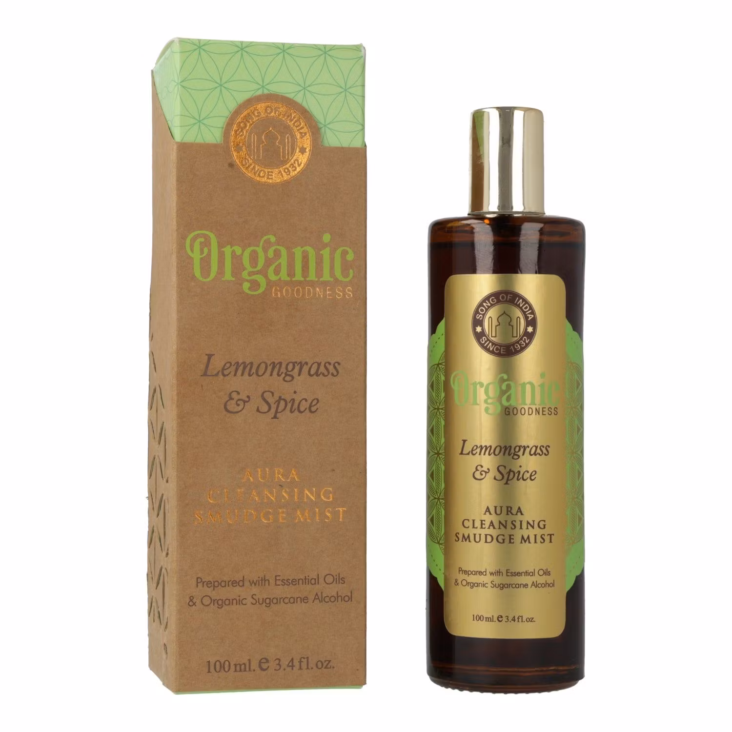 Song Of India Organic Goodness – Lemongrass & Spices, Smudge Spray 100 ml
