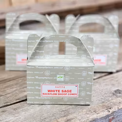 Satya - White Sage, rökelsekoner backflow