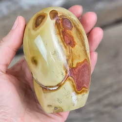 Polykromjaspis, polerad kristall stående friform #3