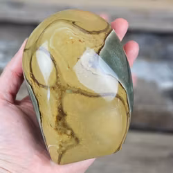 Polykromjaspis, polerad kristall stående friform #15