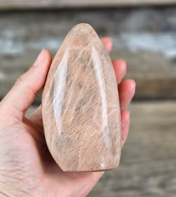 Persikomånsten, polerad kristall stående friform #1