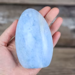 Blå Kalcit, polerad kristall stående friform #5