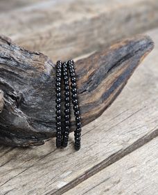 Onyx, armband 4mm runda pärlor