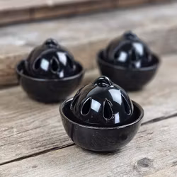 Rökelsebrännare, oval glans svart