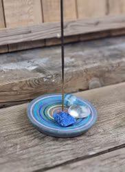 Rökelsehållare, grå täljsten Chakra