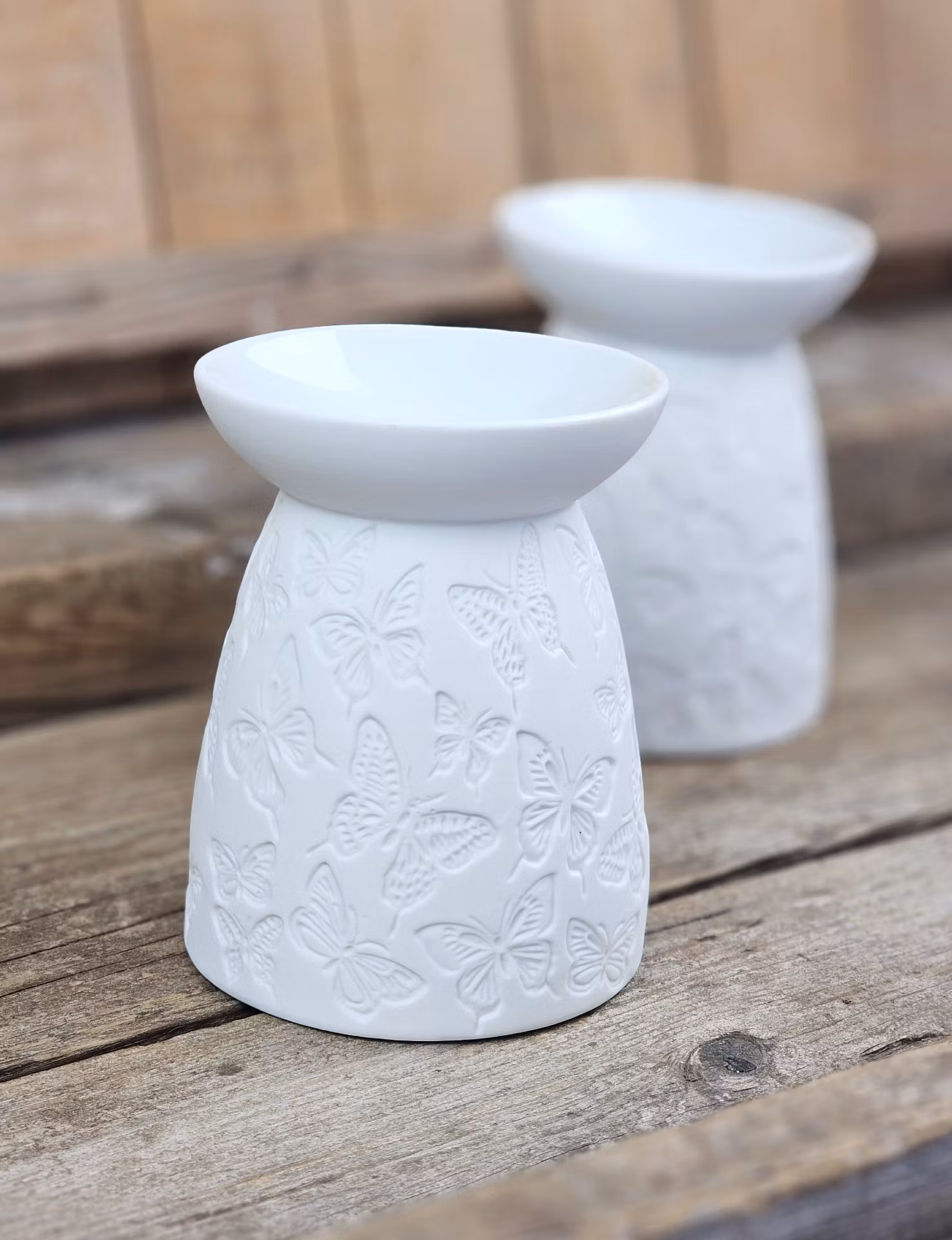 Aromalampa, diffuser vit keramik Fjärilar stor