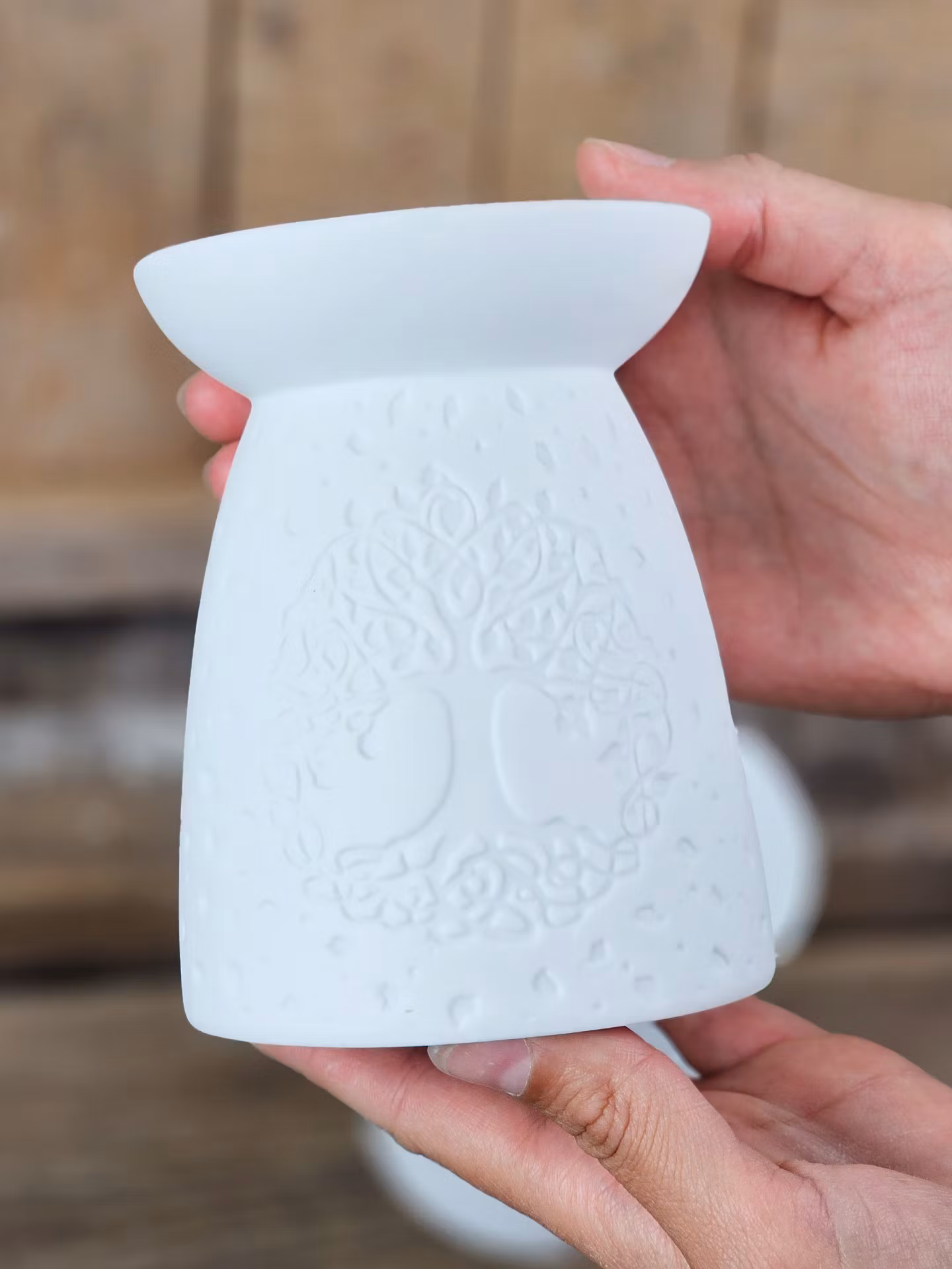 Aromalampa, diffuser vit keramik Tree Of Life stor